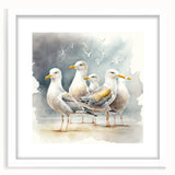 Coastal Wall Art – Seagulls by the Shore Beach-Themed Ocean Art Print