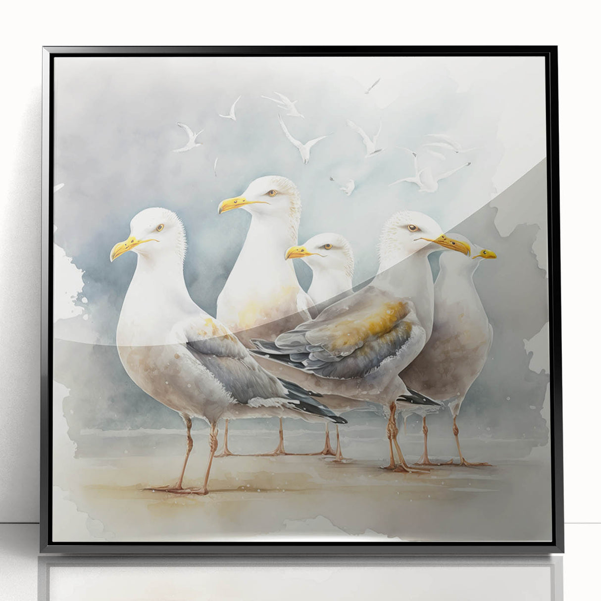 Coastal Wall Art – Seagulls by the Shore Beach-Themed Ocean Art Print