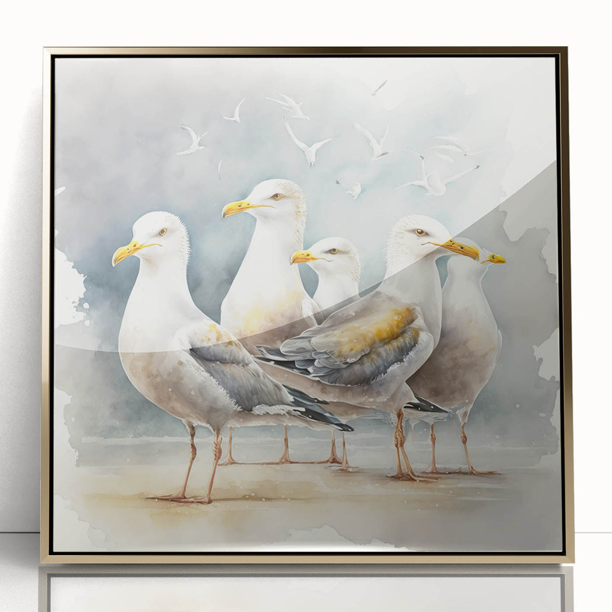 Coastal Wall Art – Seagulls by the Shore Beach-Themed Ocean Art Print