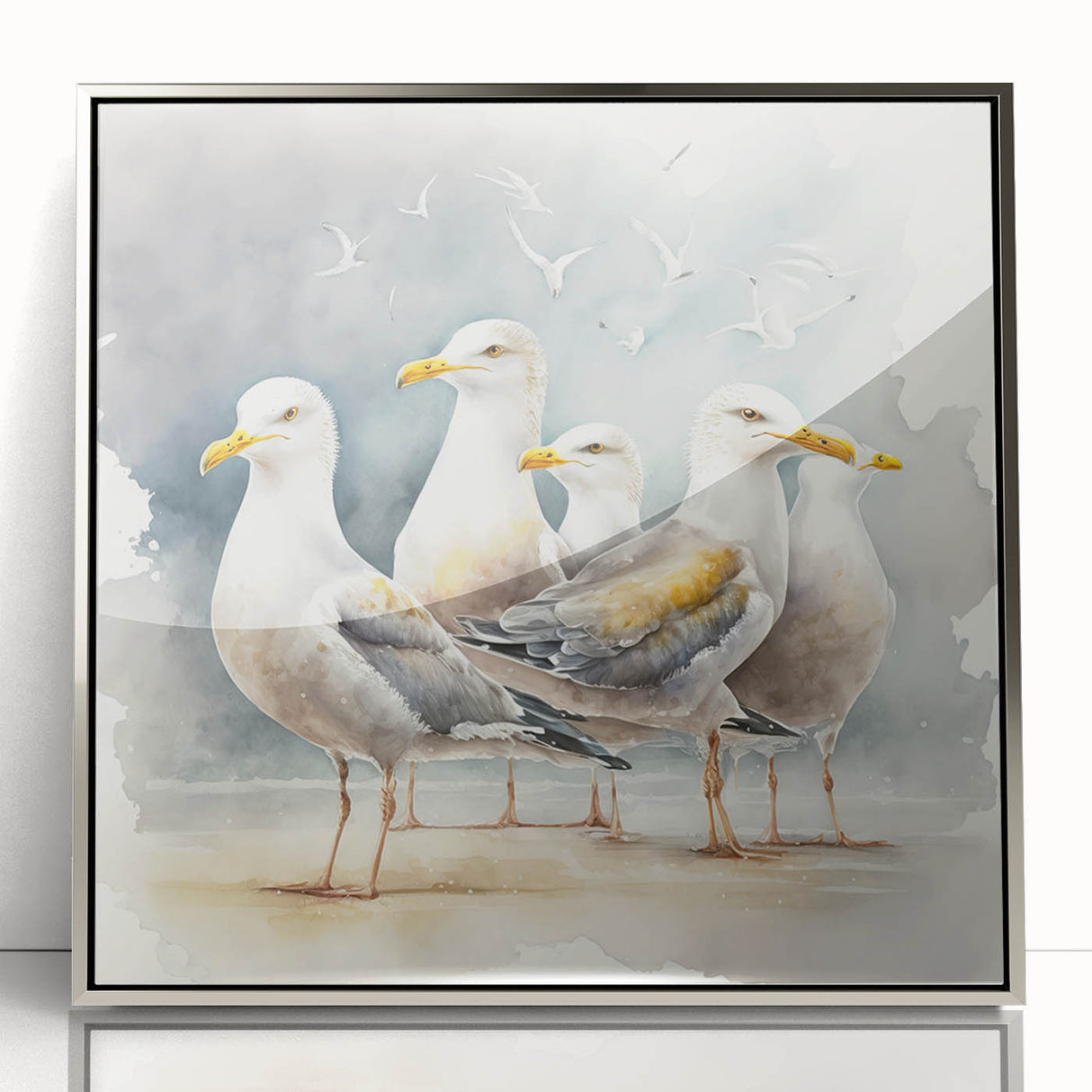 Coastal Wall Art – Seagulls by the Shore Beach-Themed Ocean Art Print