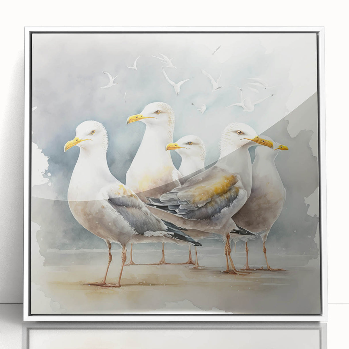 Coastal Wall Art – Seagulls by the Shore Beach-Themed Ocean Art Print
