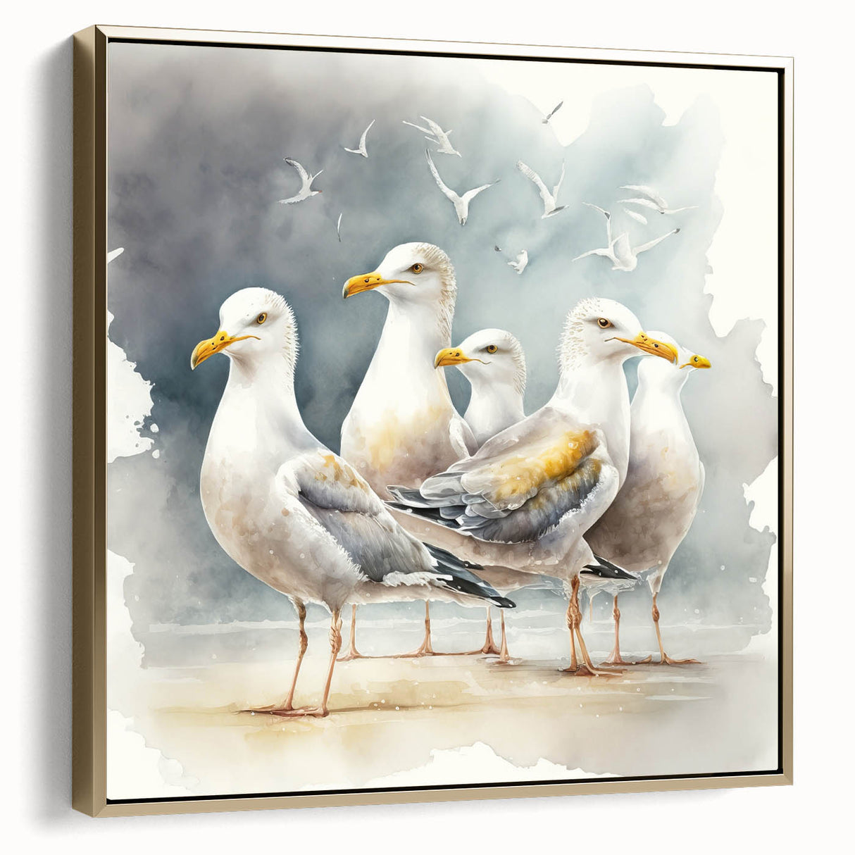 Coastal Wall Art – Seagulls by the Shore Beach-Themed Ocean Art Print