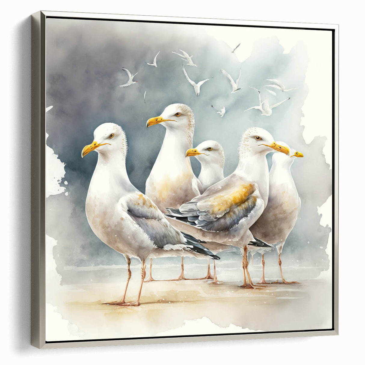 Coastal Wall Art – Seagulls by the Shore Beach-Themed Ocean Art Print