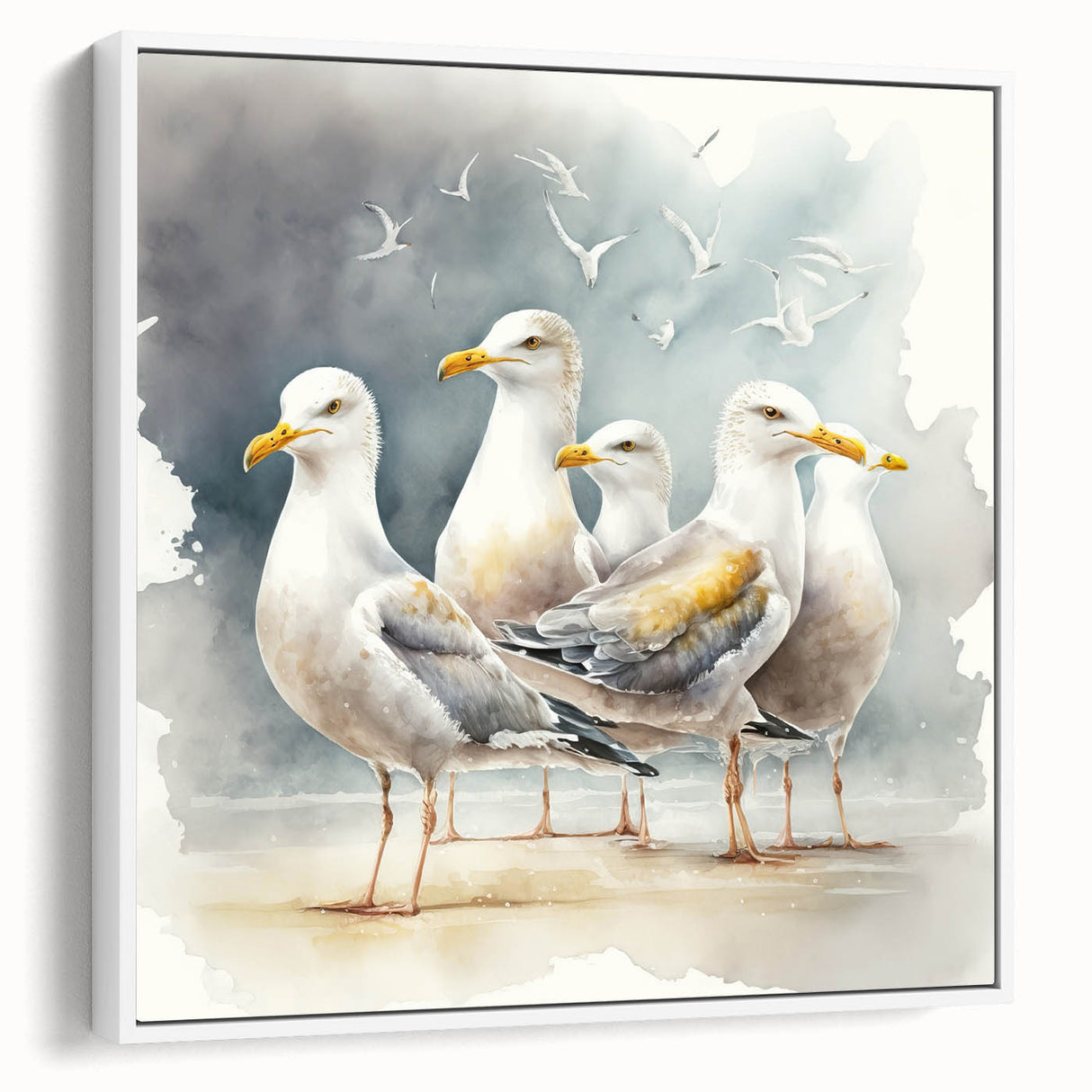 Coastal Wall Art – Seagulls by the Shore Beach-Themed Ocean Art Print