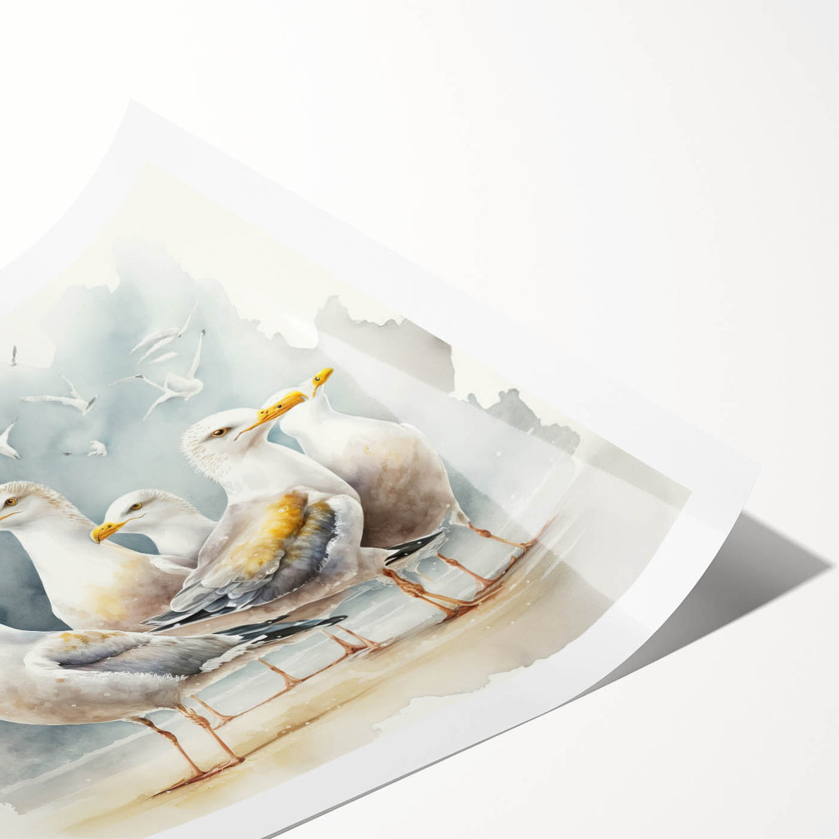 Coastal Wall Art – Seagulls by the Shore Beach-Themed Ocean Art Print