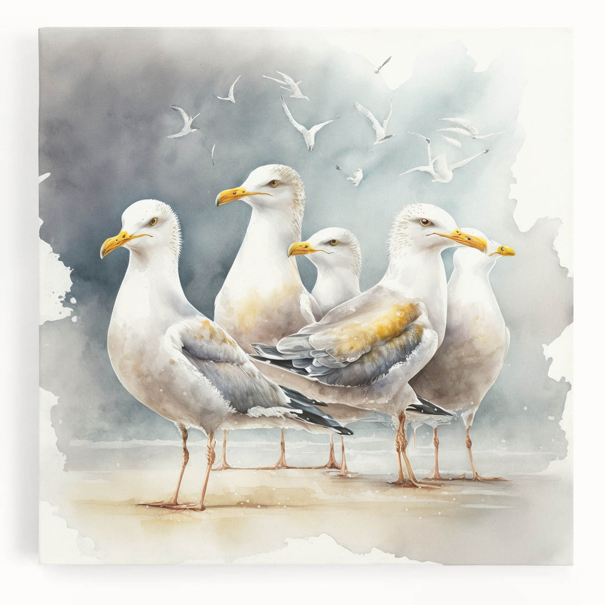 Coastal Wall Art – Seagulls by the Shore Beach-Themed Ocean Art Print