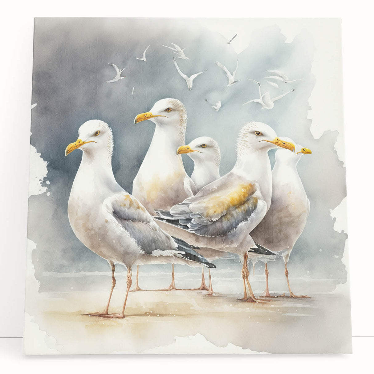 Coastal Wall Art – Seagulls by the Shore Beach-Themed Ocean Art Print