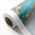 Abstract Coastal Wall Art – Ocean Blues and Gold Accents Beach Print