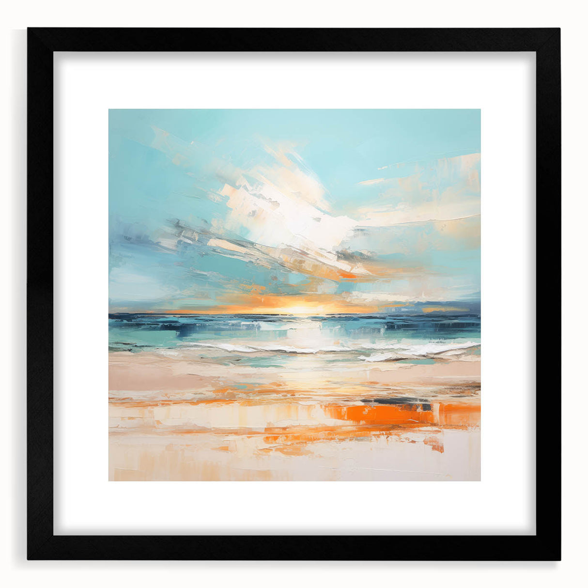 Coastal Wall Art – Vibrant Sunset Beach Ocean Art Print for Nautical Décor