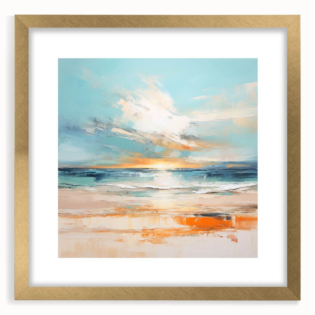 Coastal Wall Art – Vibrant Sunset Beach Ocean Art Print for Nautical Décor
