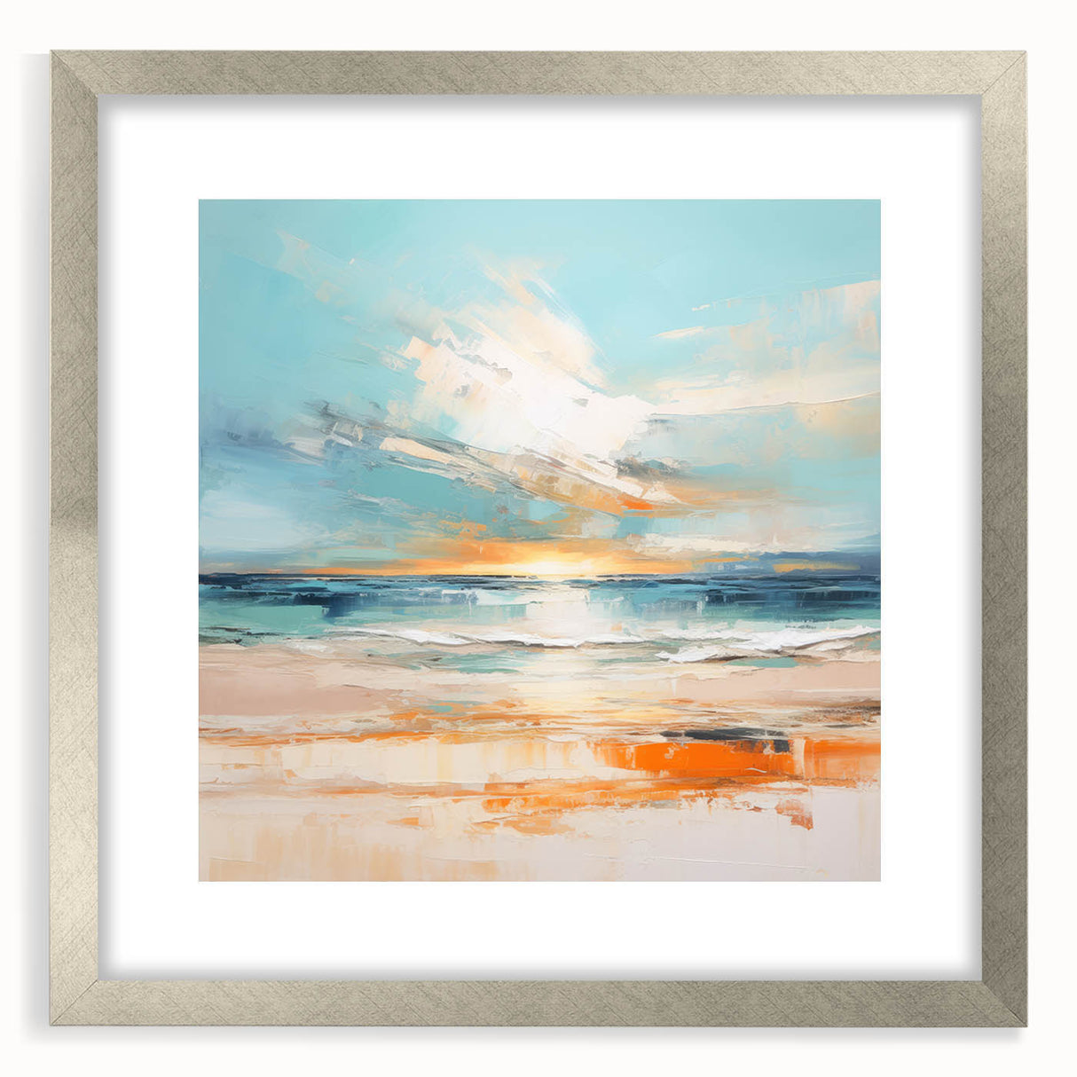 Coastal Wall Art – Vibrant Sunset Beach Ocean Art Print for Nautical Décor