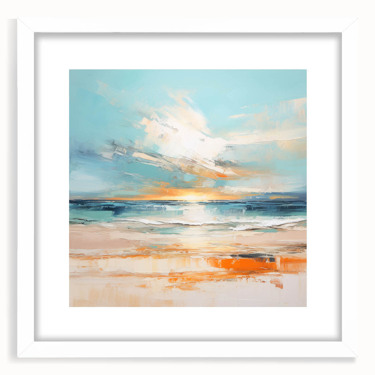 Coastal Wall Art – Vibrant Sunset Beach Ocean Art Print for Nautical Décor