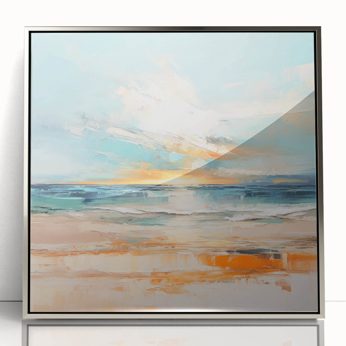 Coastal Wall Art – Vibrant Sunset Beach Ocean Art Print for Nautical Décor
