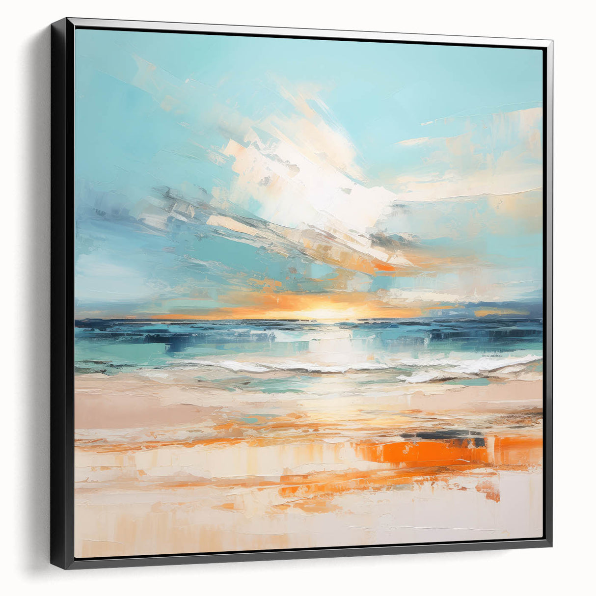 Coastal Wall Art – Vibrant Sunset Beach Ocean Art Print for Nautical Décor