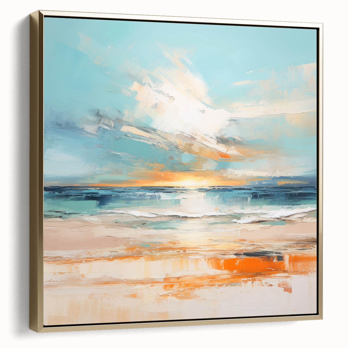 Coastal Wall Art – Vibrant Sunset Beach Ocean Art Print for Nautical Décor