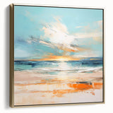 Coastal Wall Art – Vibrant Sunset Beach Ocean Art Print for Nautical Décor