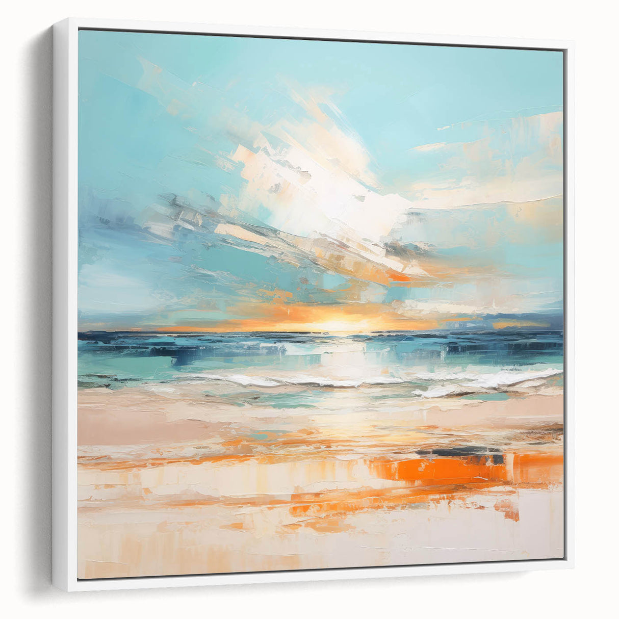 Coastal Wall Art – Vibrant Sunset Beach Ocean Art Print for Nautical Décor