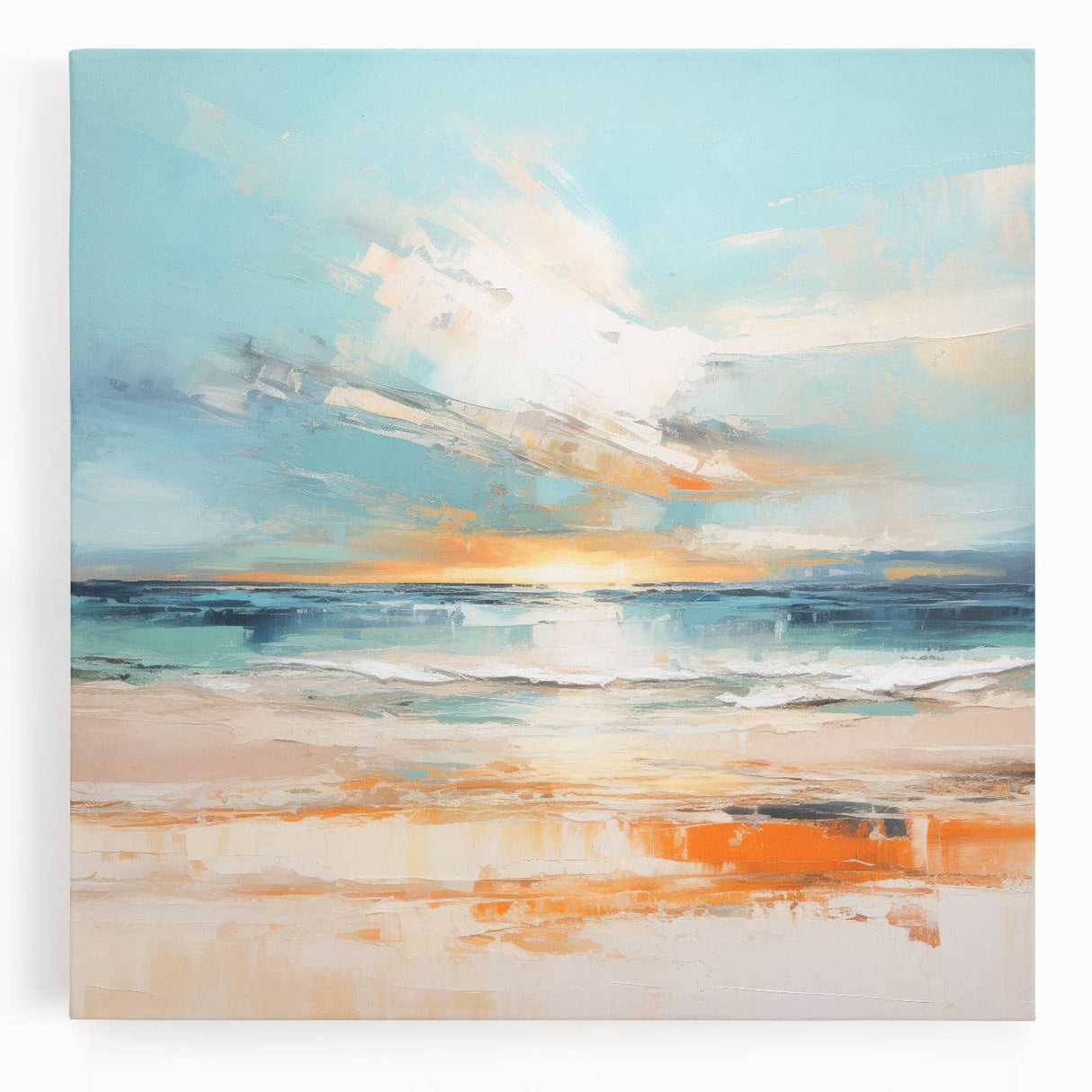 Coastal Wall Art – Vibrant Sunset Beach Ocean Art Print for Nautical Décor