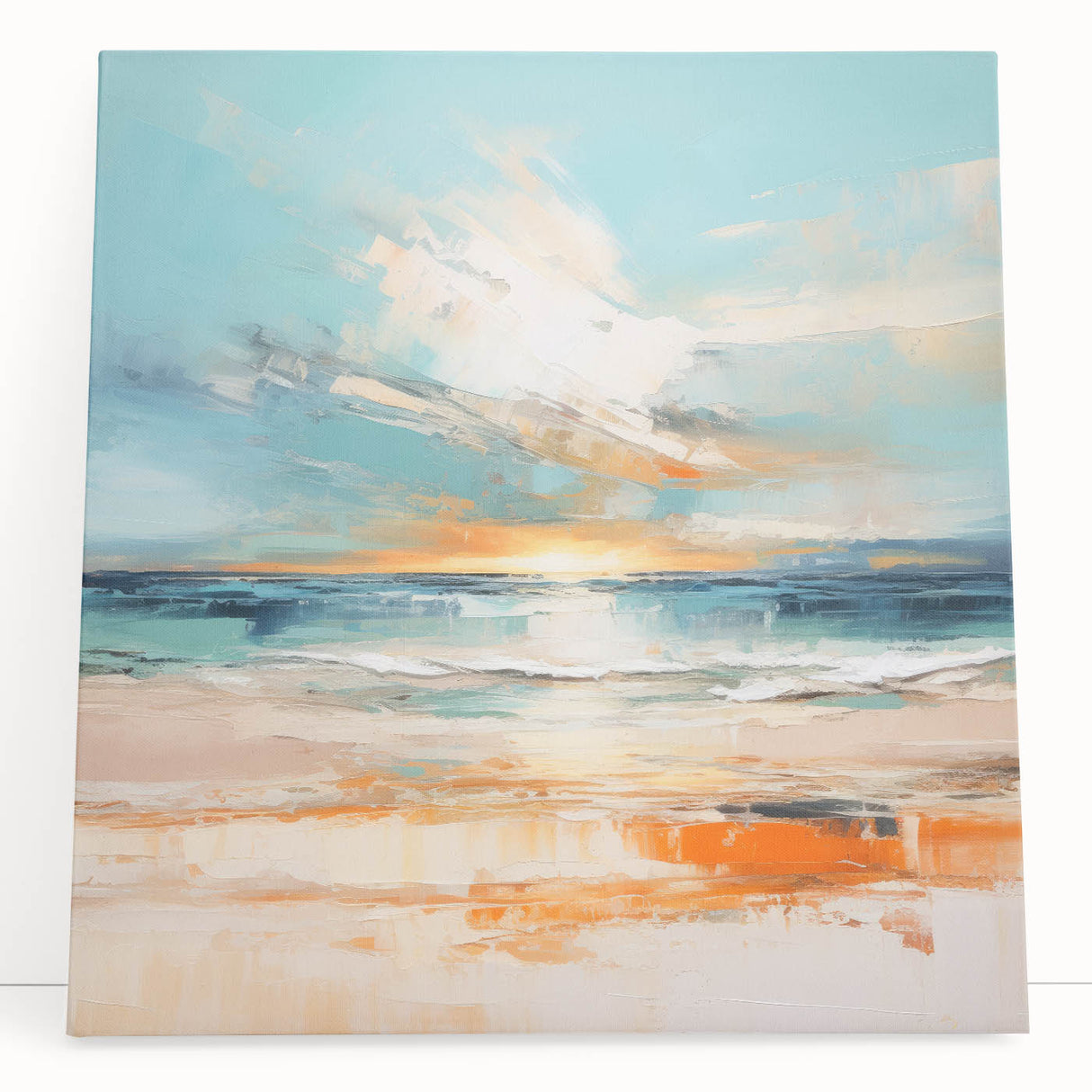 Coastal Wall Art – Vibrant Sunset Beach Ocean Art Print for Nautical Décor