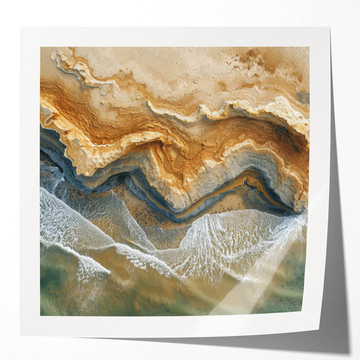 Coastal Wall Art – Aerial Beach Ocean Texture Art Print for Nautical Décor