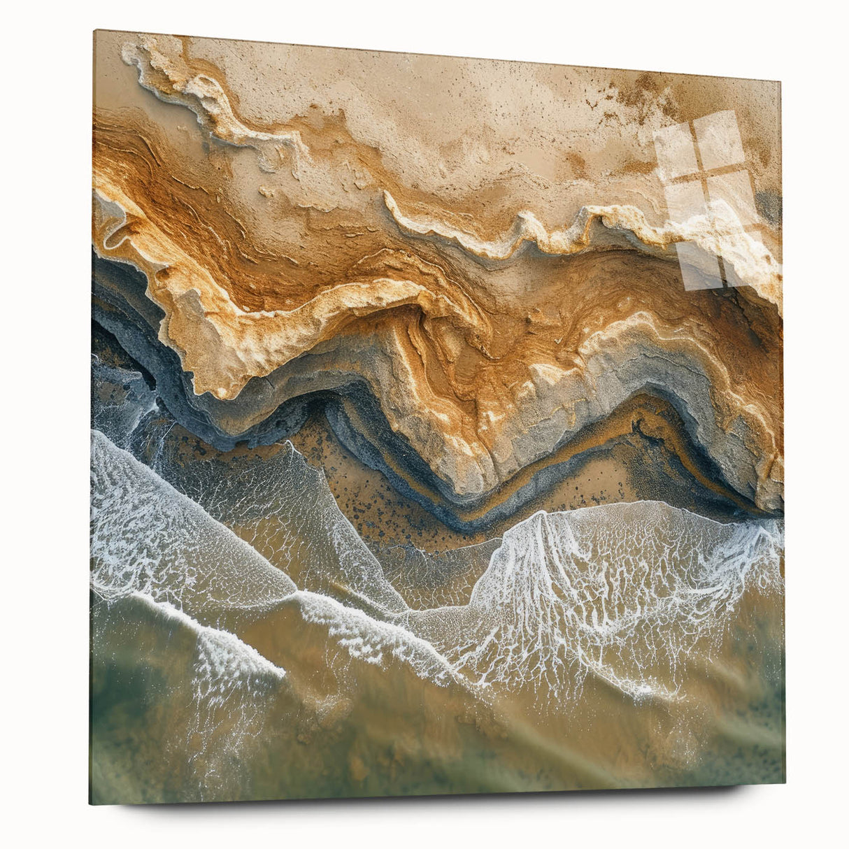 Coastal Wall Art – Aerial Beach Ocean Texture Art Print for Nautical Décor