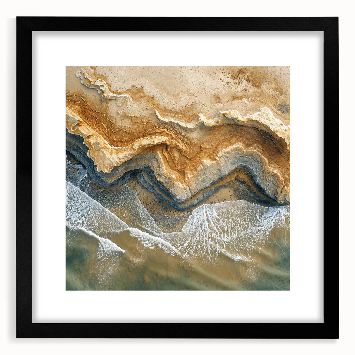 Coastal Wall Art – Aerial Beach Ocean Texture Art Print for Nautical Décor