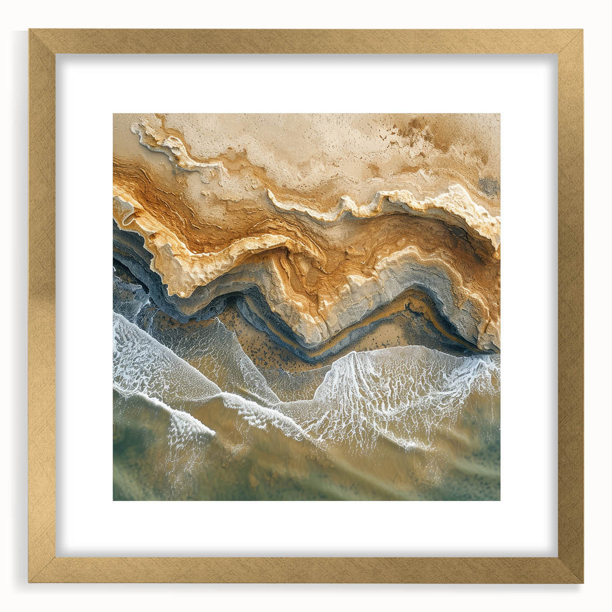 Coastal Wall Art – Aerial Beach Ocean Texture Art Print for Nautical Décor