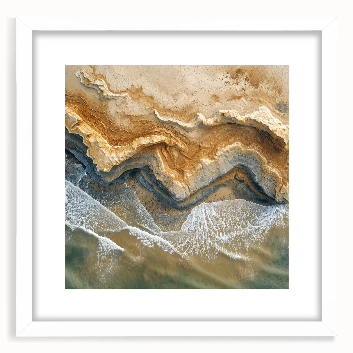 Coastal Wall Art – Aerial Beach Ocean Texture Art Print for Nautical Décor