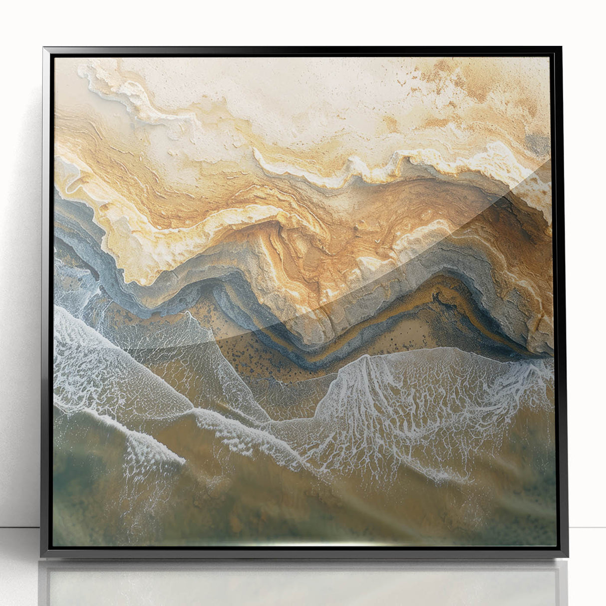 Coastal Wall Art – Aerial Beach Ocean Texture Art Print for Nautical Décor