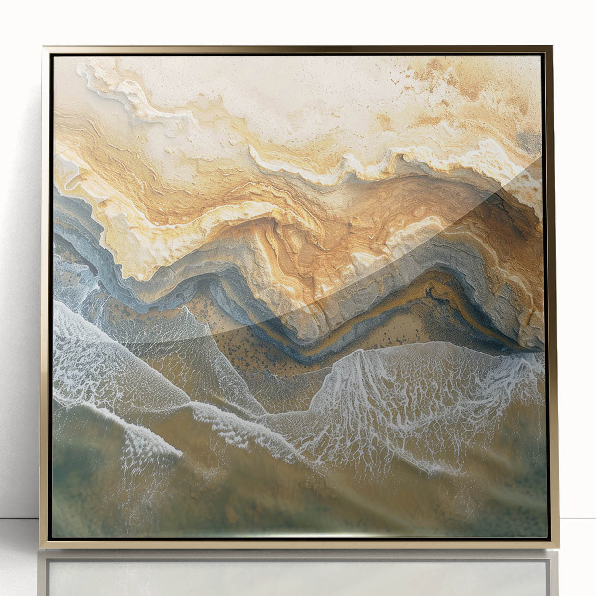Coastal Wall Art – Aerial Beach Ocean Texture Art Print for Nautical Décor