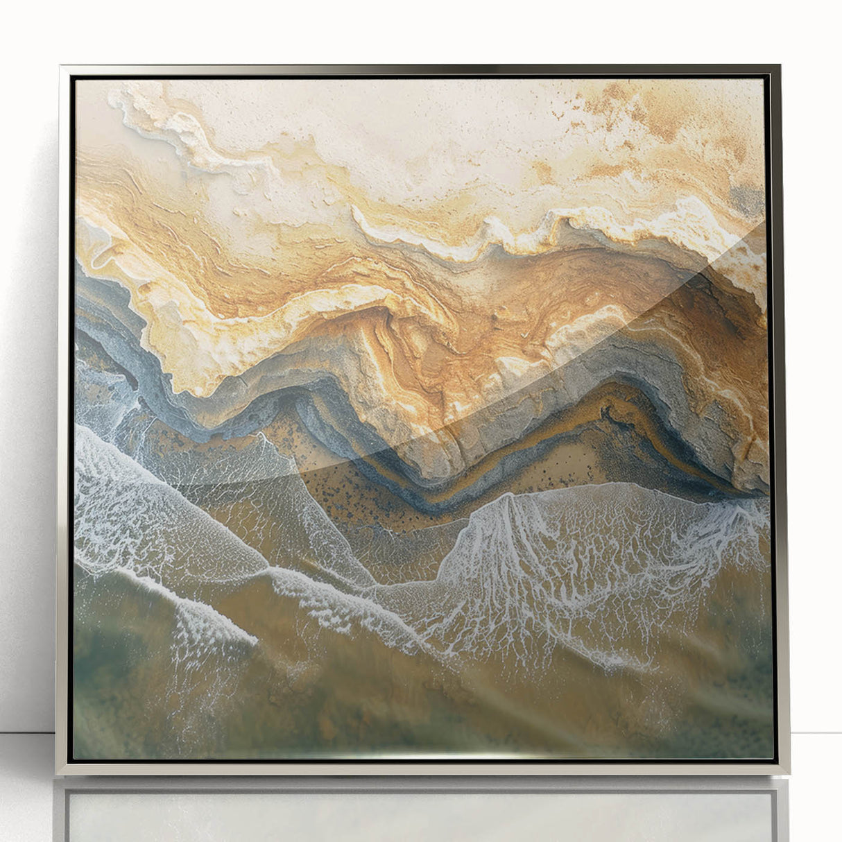 Coastal Wall Art – Aerial Beach Ocean Texture Art Print for Nautical Décor