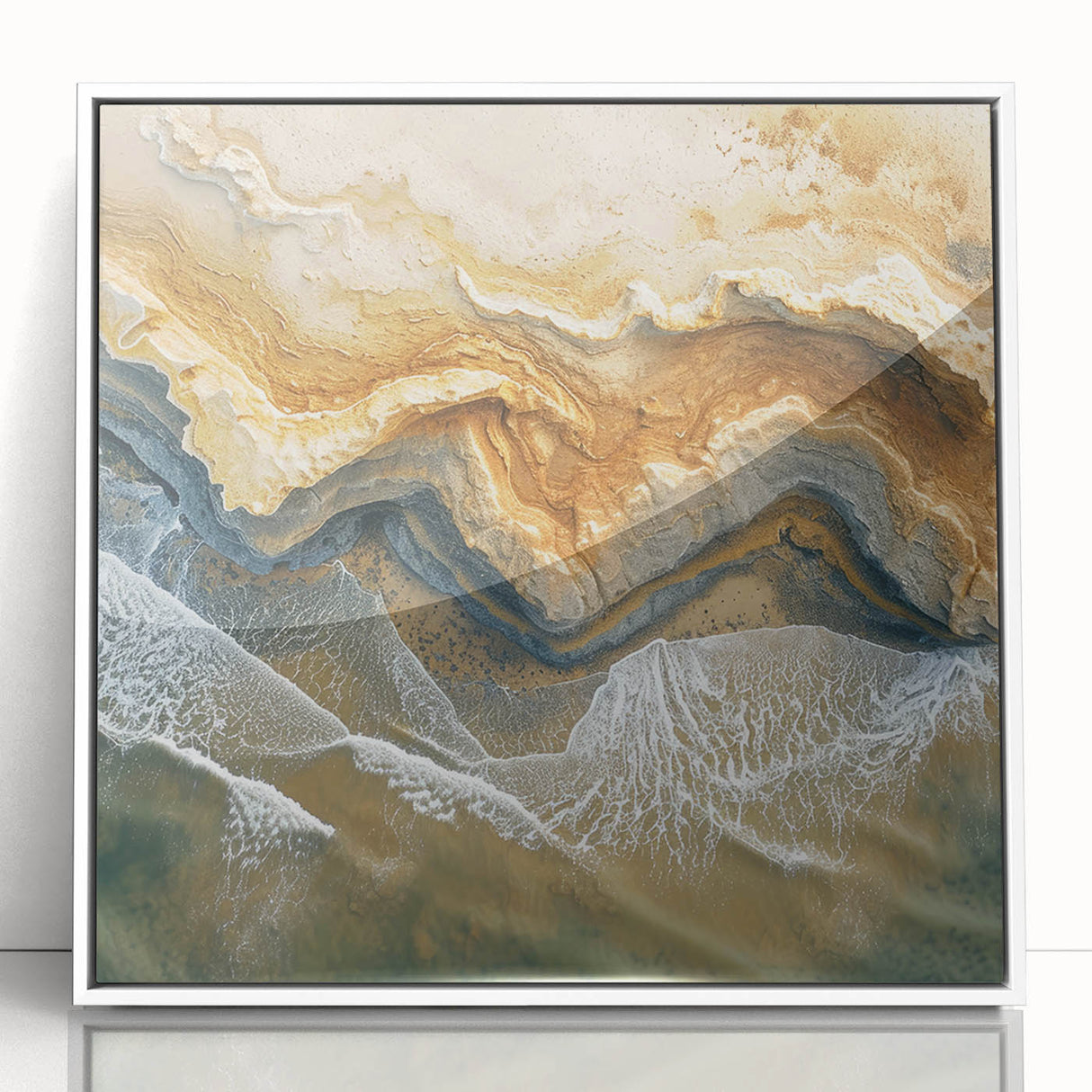 Coastal Wall Art – Aerial Beach Ocean Texture Art Print for Nautical Décor
