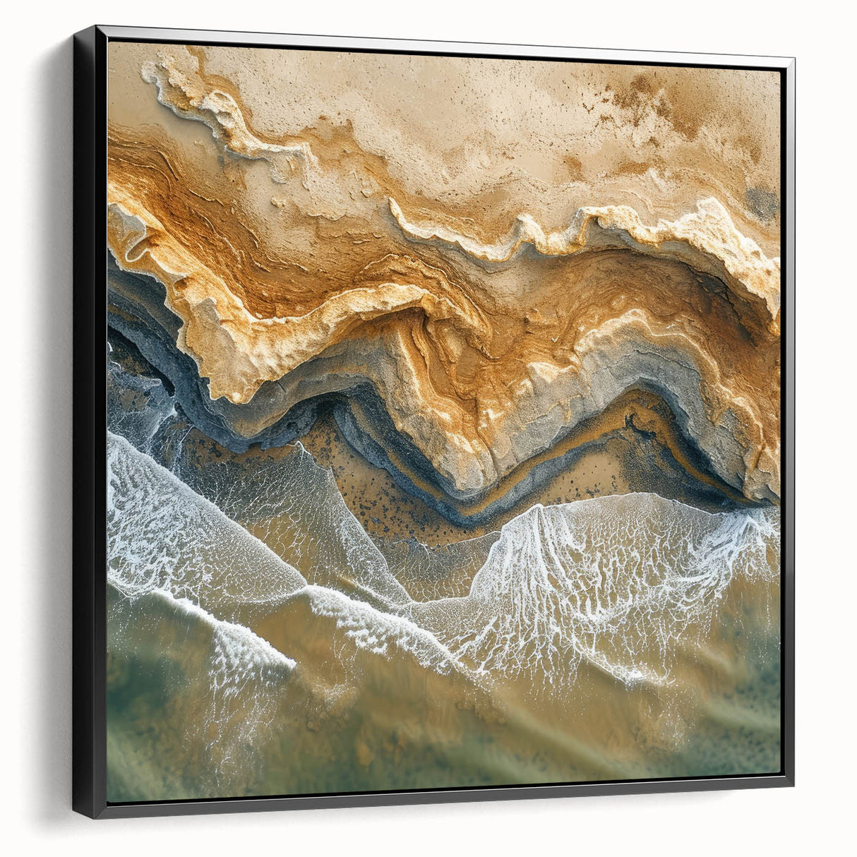 Coastal Wall Art – Aerial Beach Ocean Texture Art Print for Nautical Décor