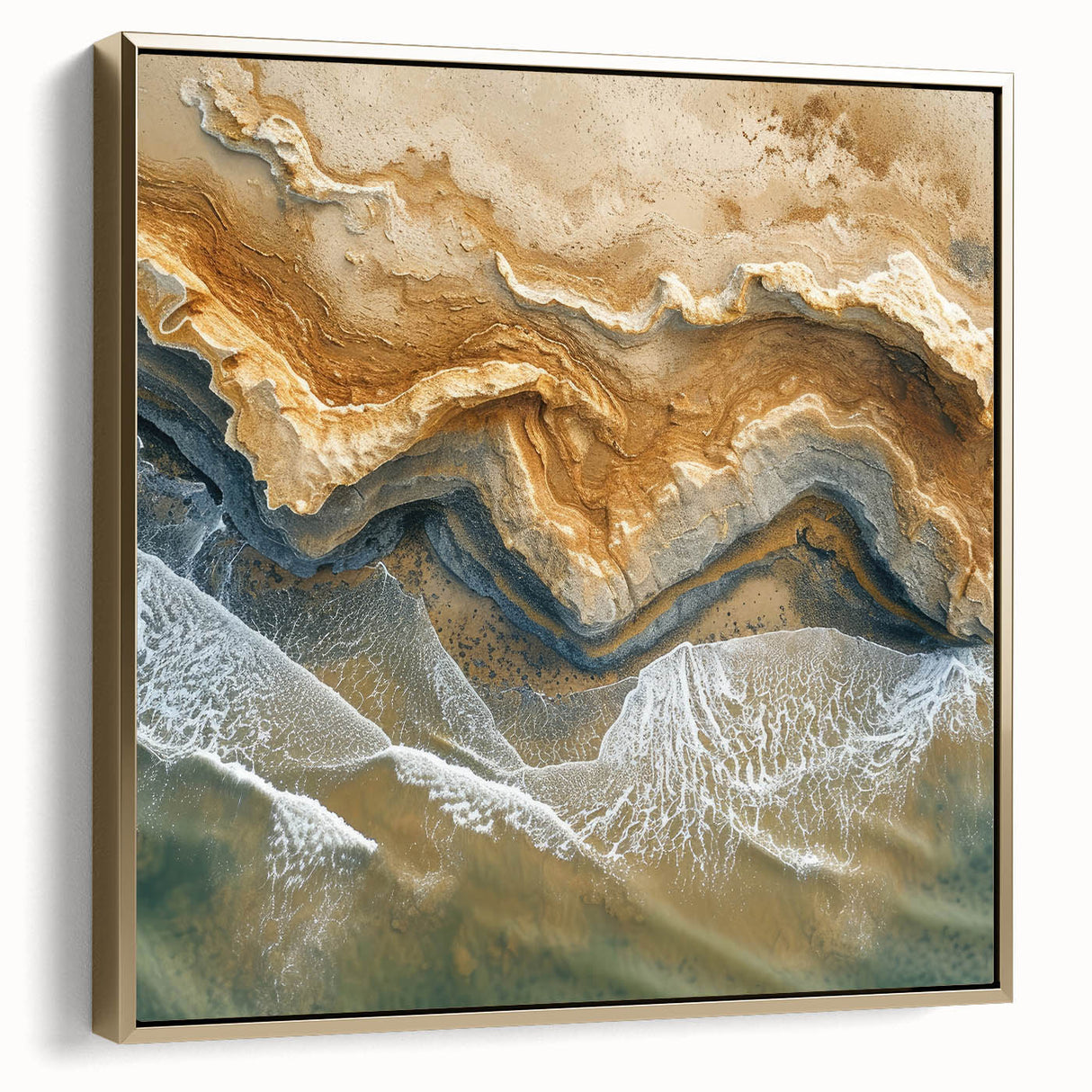 Coastal Wall Art – Aerial Beach Ocean Texture Art Print for Nautical Décor