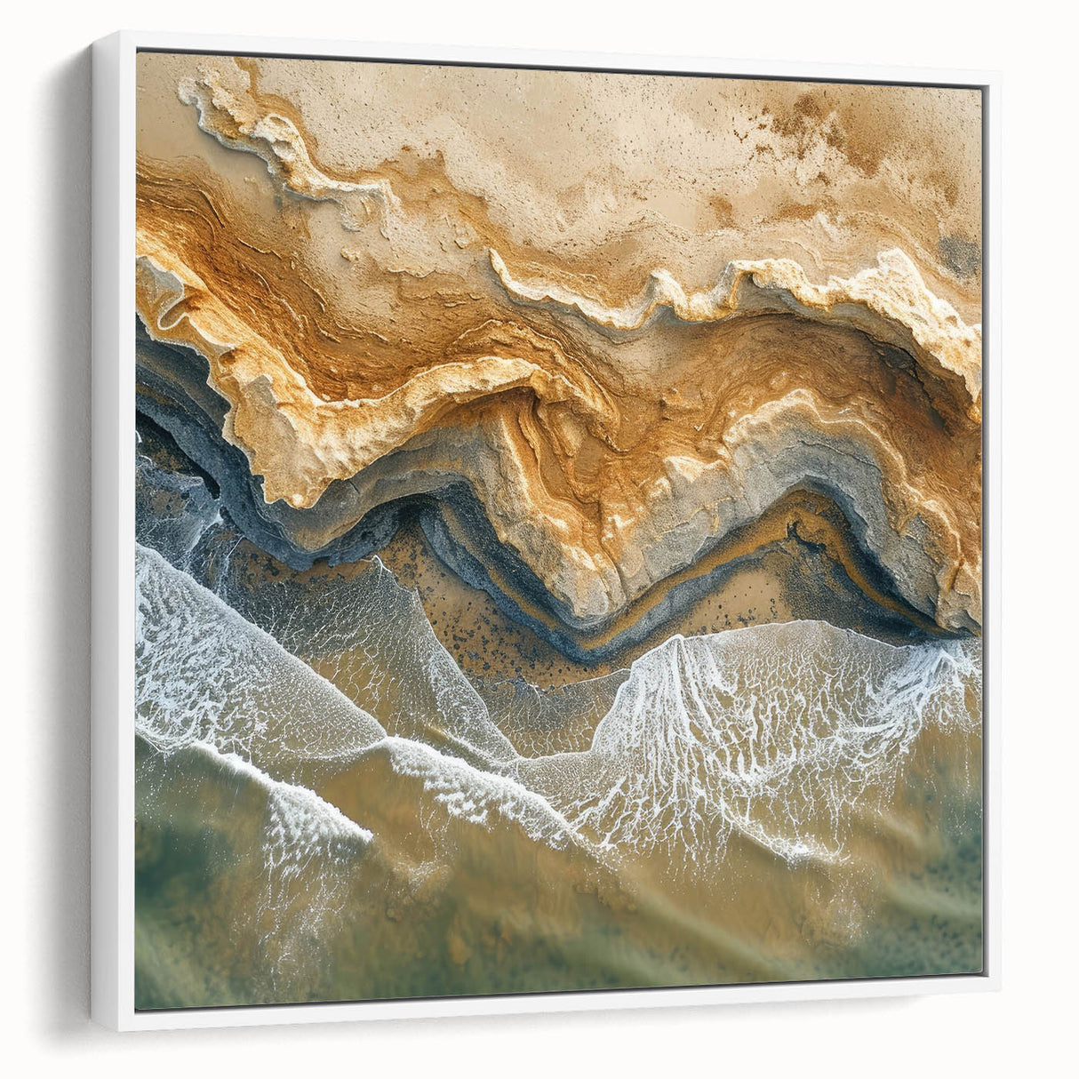 Coastal Wall Art – Aerial Beach Ocean Texture Art Print for Nautical Décor