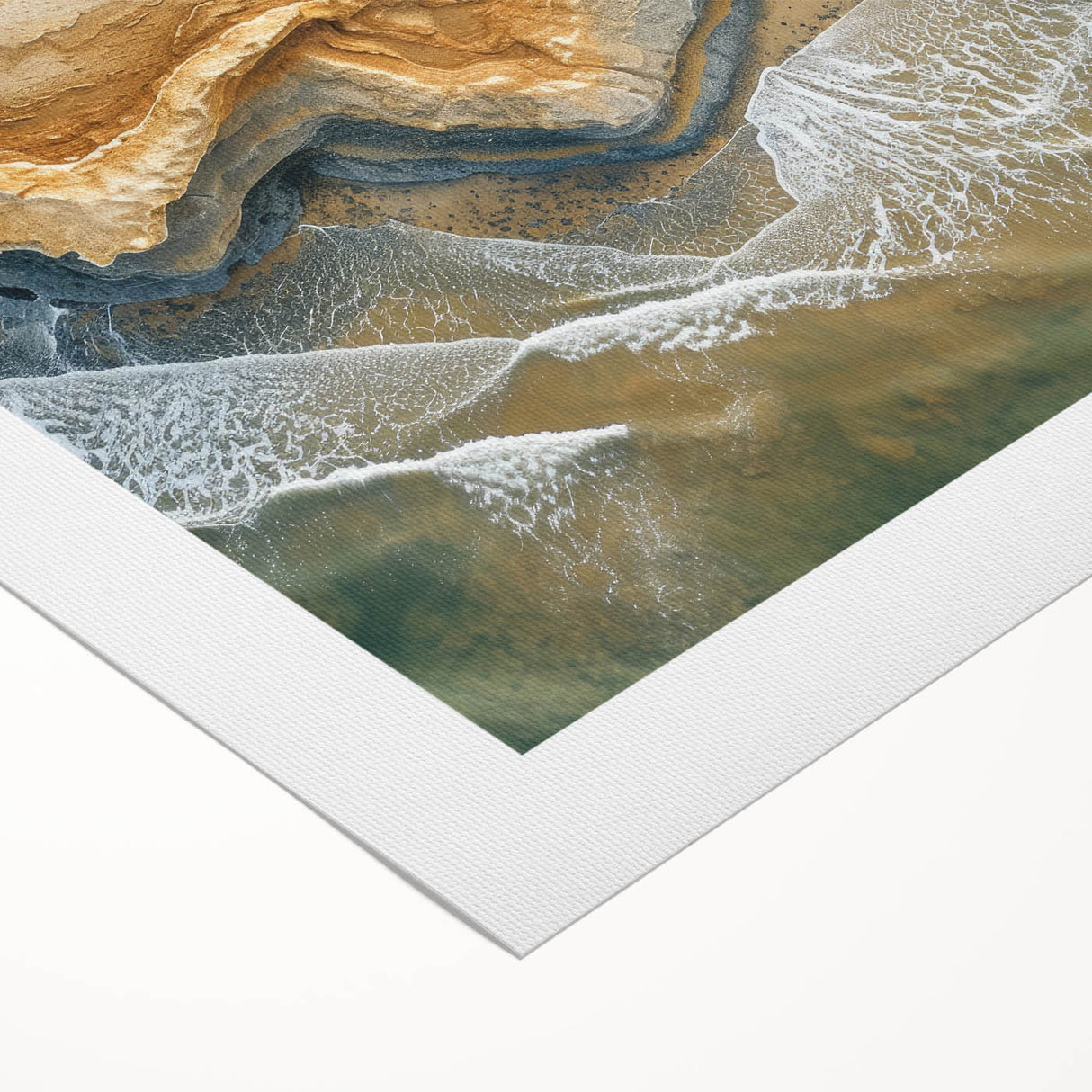 Coastal Wall Art – Aerial Beach Ocean Texture Art Print for Nautical Décor