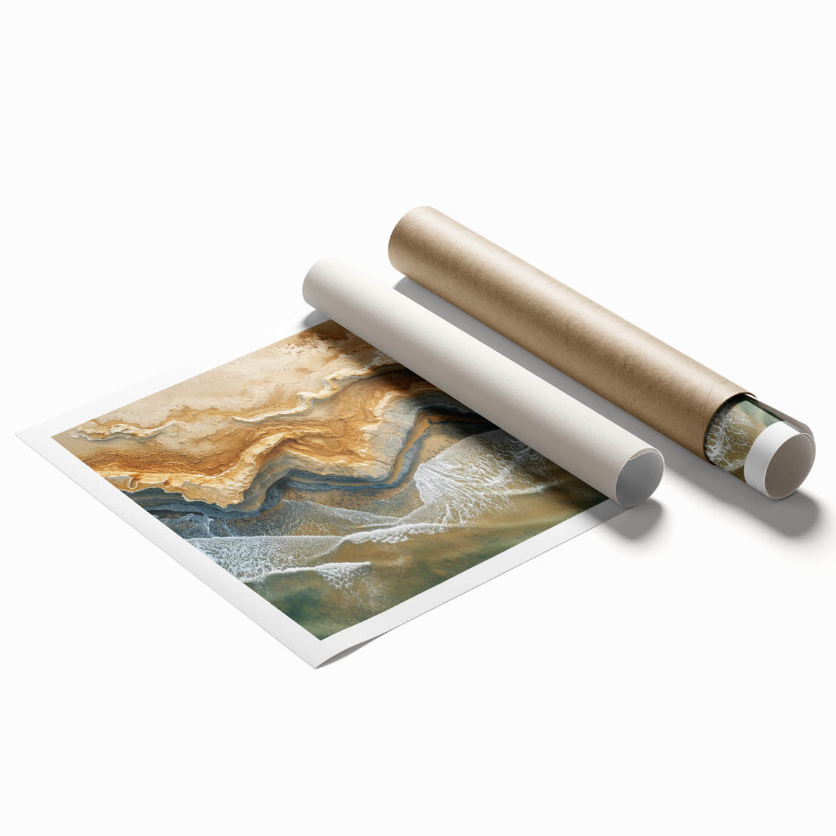 Coastal Wall Art – Aerial Beach Ocean Texture Art Print for Nautical Décor