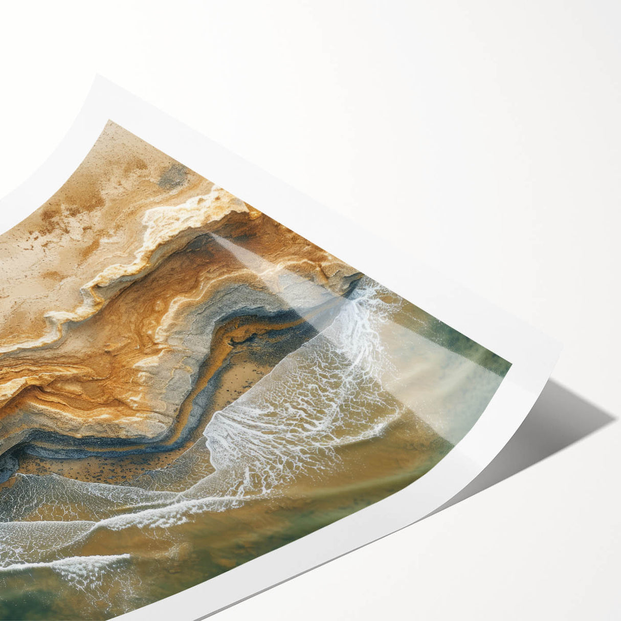 Coastal Wall Art – Aerial Beach Ocean Texture Art Print for Nautical Décor