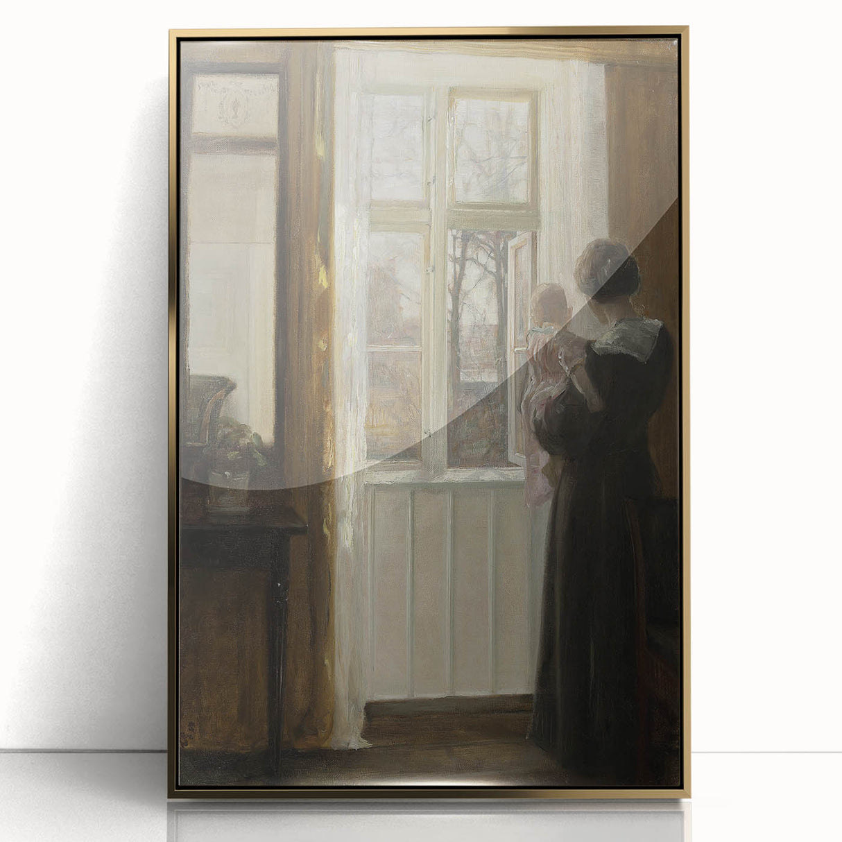 Woman with Child by Window – Dark Academia Wall Art, Vintage Gothic Prints