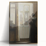 Woman with Child by Window – Dark Academia Wall Art, Vintage Gothic Prints