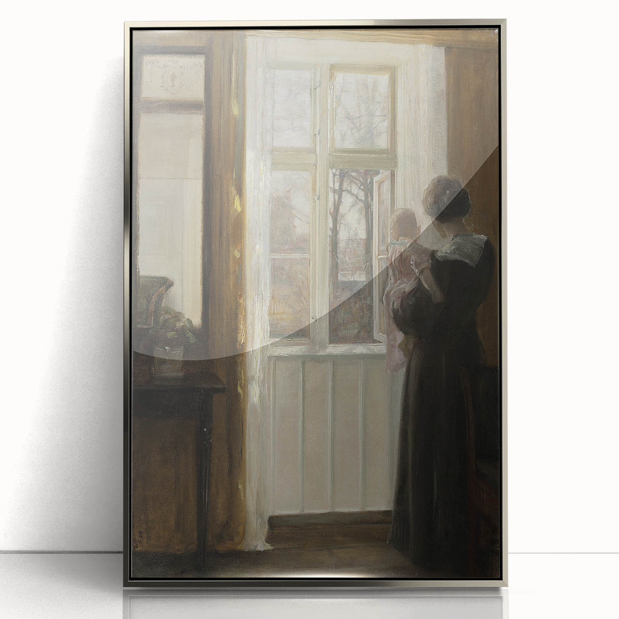 Woman with Child by Window – Dark Academia Wall Art, Vintage Gothic Prints