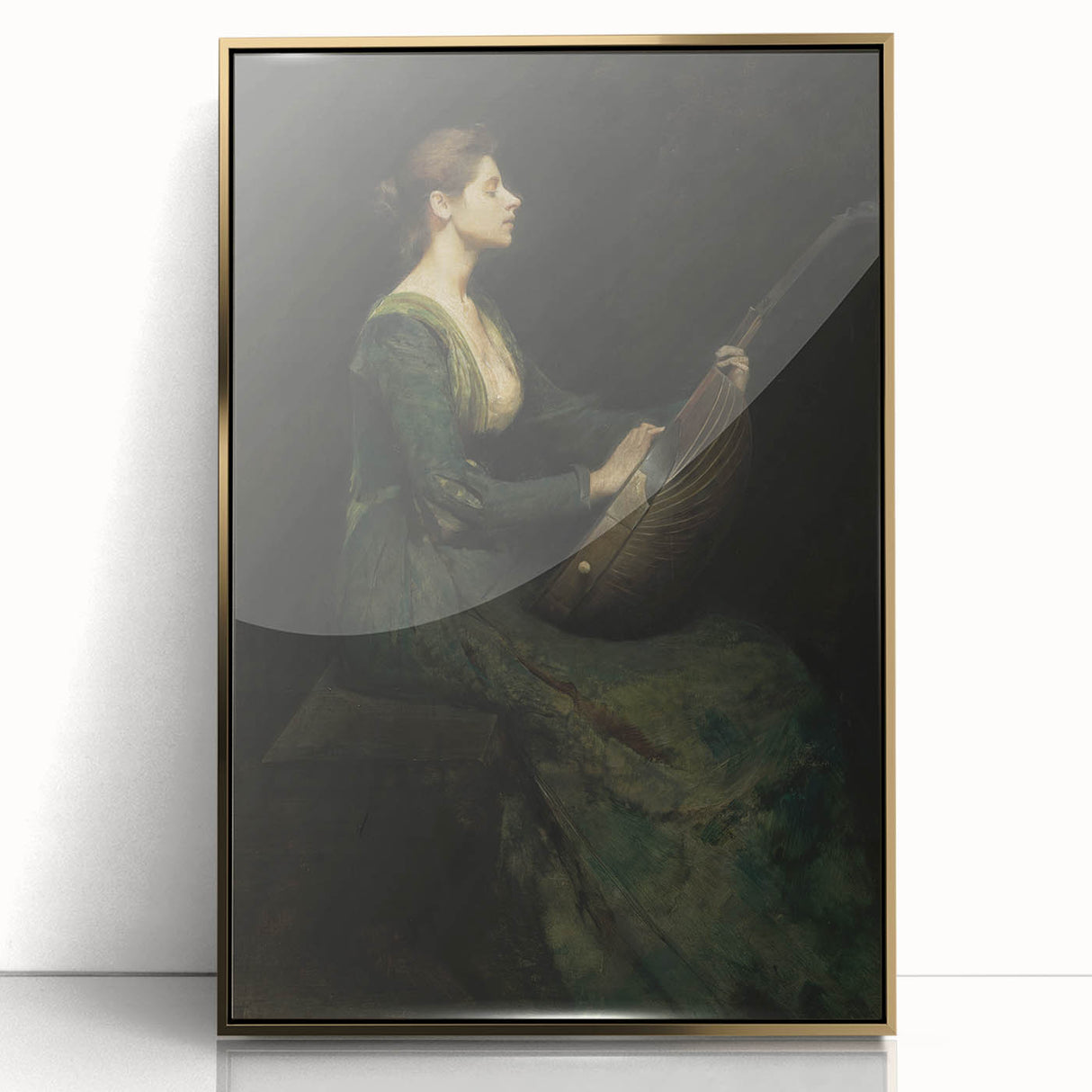 Woman Playing Stringed Instrument – Dark Academia Wall Art, Gothic Elegance