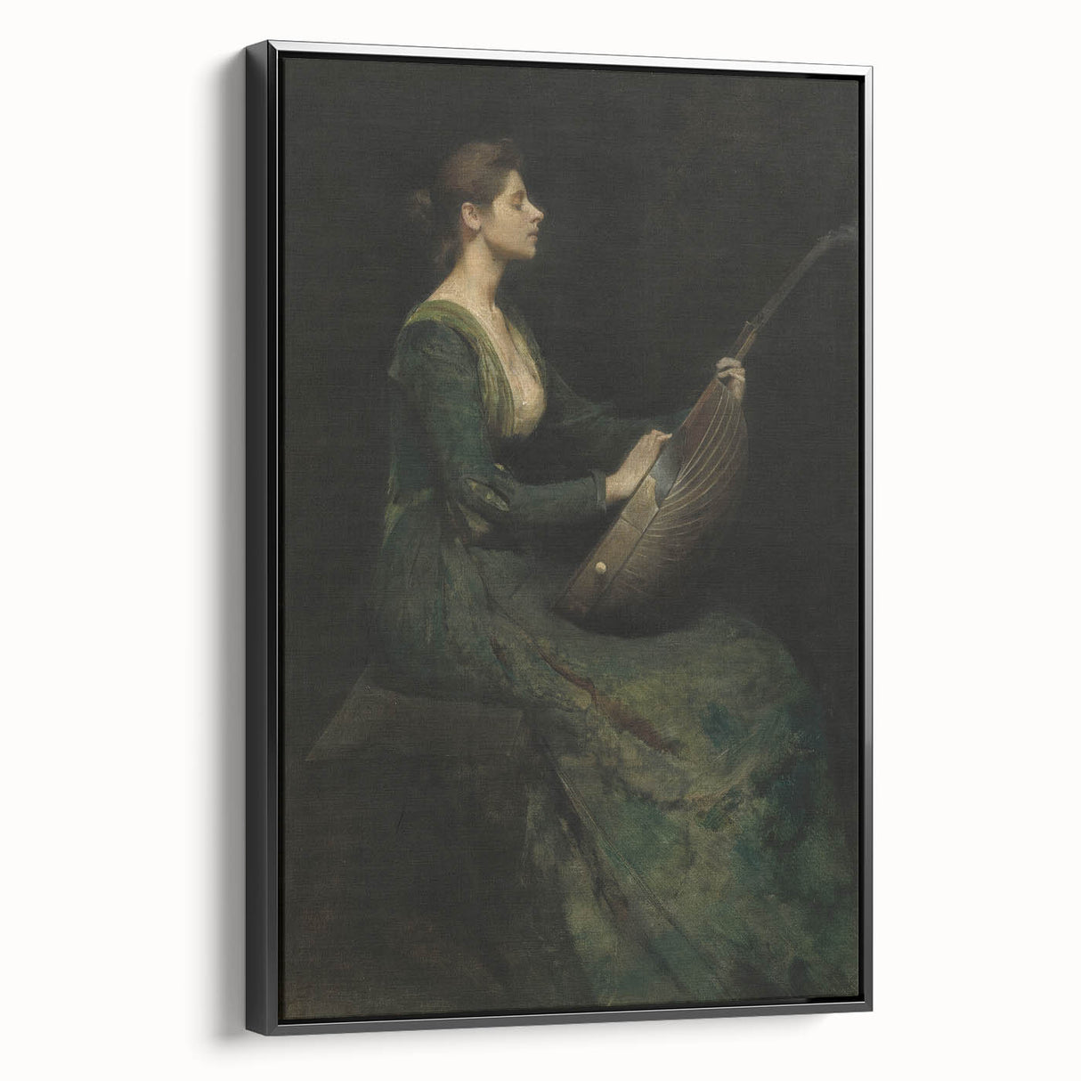 Woman Playing Stringed Instrument – Dark Academia Wall Art, Gothic Elegance