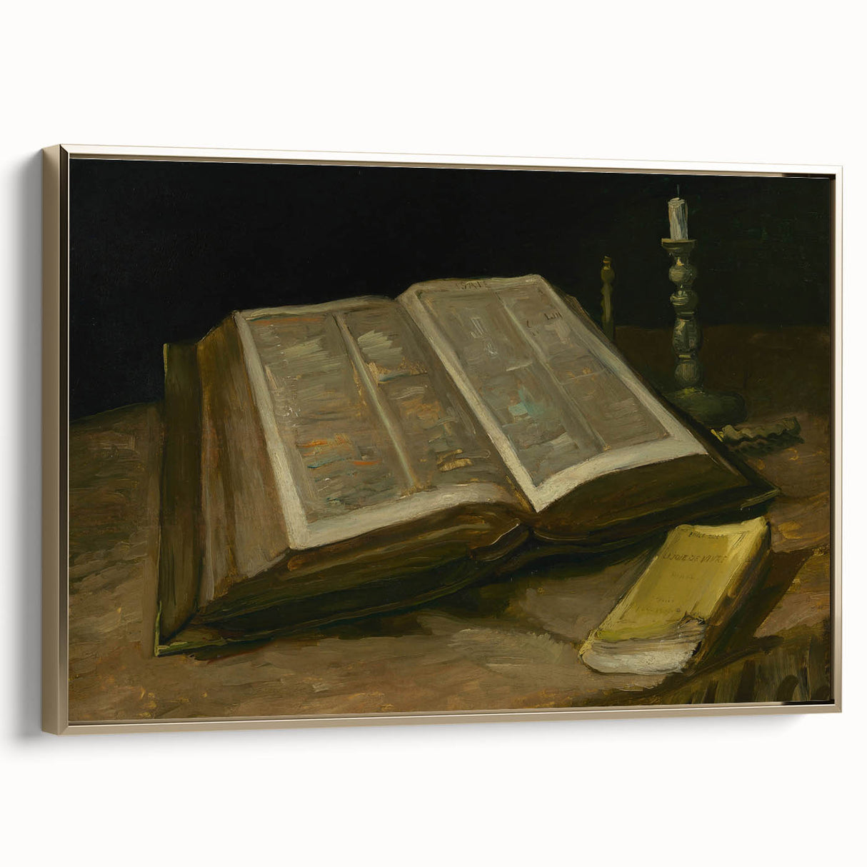 Dark Academia Wall Art – Open Book with Candlelight Still Life