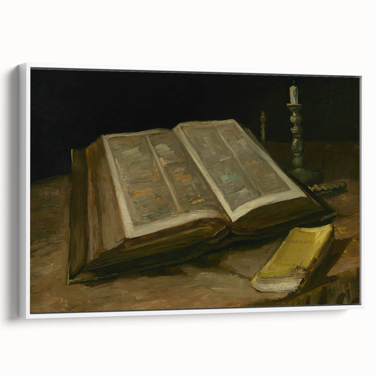 Dark Academia Wall Art – Open Book with Candlelight Still Life