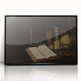 Dark Academia Wall Art – Still Life with Open Book, Globe, and Candle