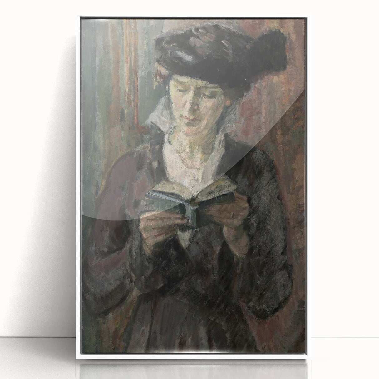 Dark Academia Wall Art: Woman Reading in Shadows, Vintage Gothic Print