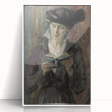 Dark Academia Wall Art: Woman Reading in Shadows, Vintage Gothic Print