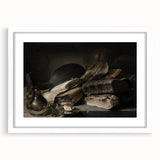 Dark Academia Wall Art – Still Life with Books, Helmet, and Jug