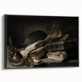 Dark Academia Wall Art – Still Life with Books, Helmet, and Jug